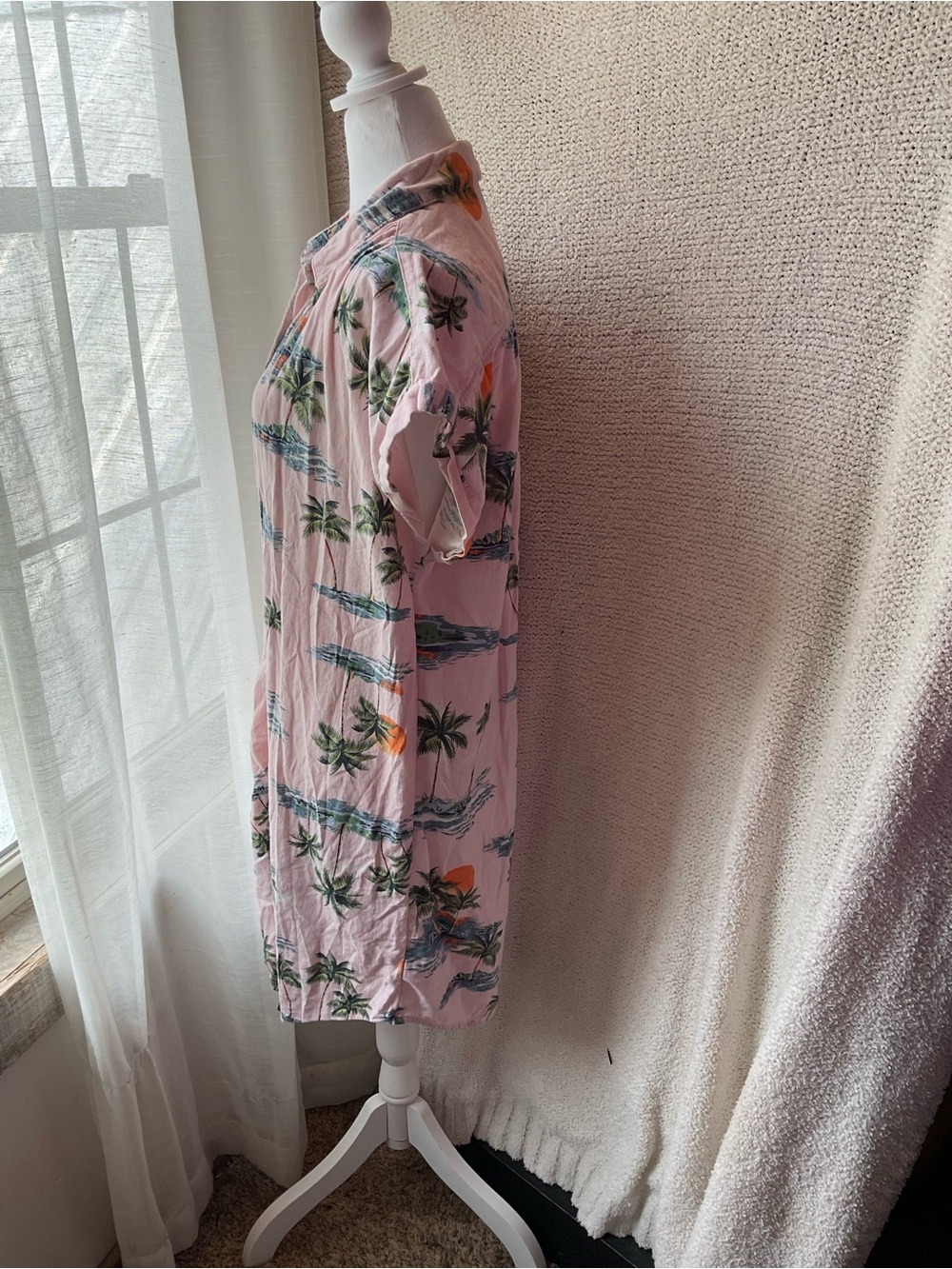 Old Navy Pink Tropical Print Shirt Dress - Picture 3 of 7
